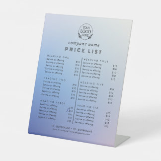 Signe De Table Typographie chic Liste des prix des services aux e