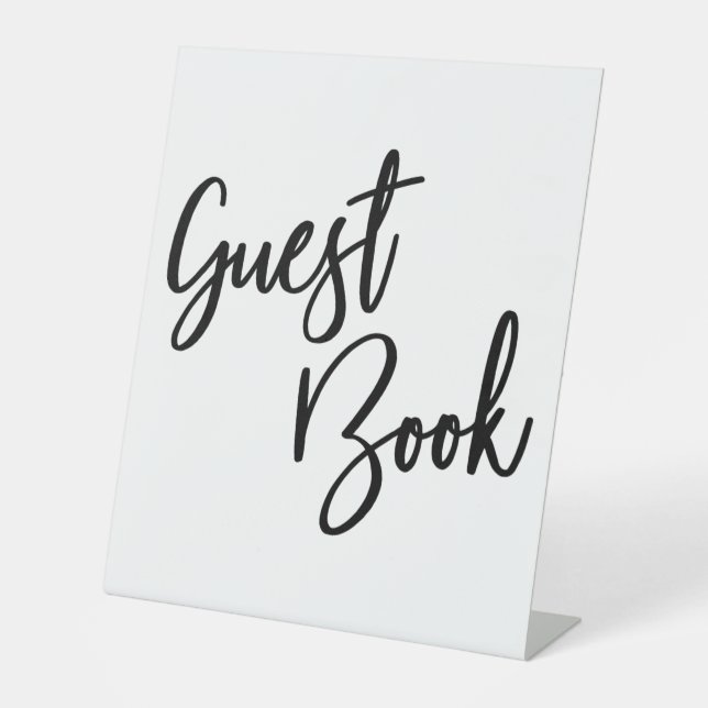 Signe De Table Typographie simple Livre d'invité noir et blanc (Recto)
