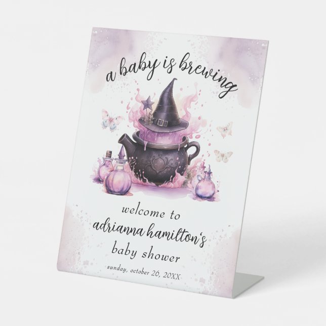 Signe De Table Un Bébé brasse Baby shower Halloween Bienvenue (Recto)