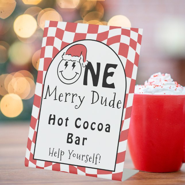 Signe De Table Un joyeux Mec Noël Anniversaire Hot Cocoa Bar (Créateur téléchargé)