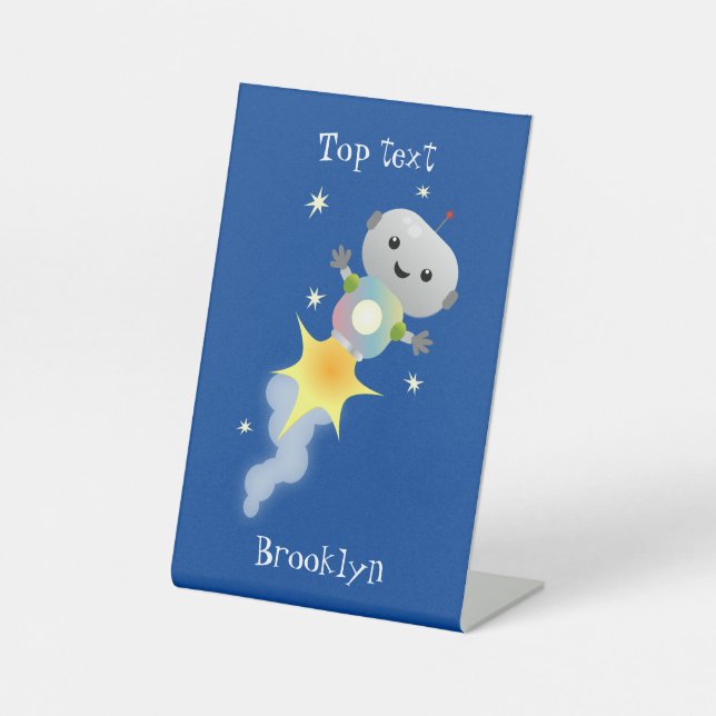 Signe De Table Un mignon robot volant dans l'espace dessin animé (Recto)