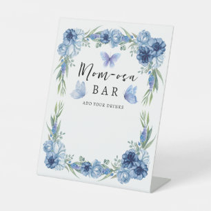 Signe De Table Un petit papillon bleu Floral Rustique Maman-osa B