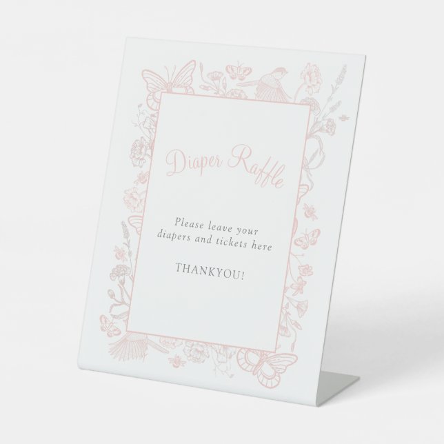 Signe De Table Un Petit Papillon rose Baby shower Déchets Raffle (Recto)