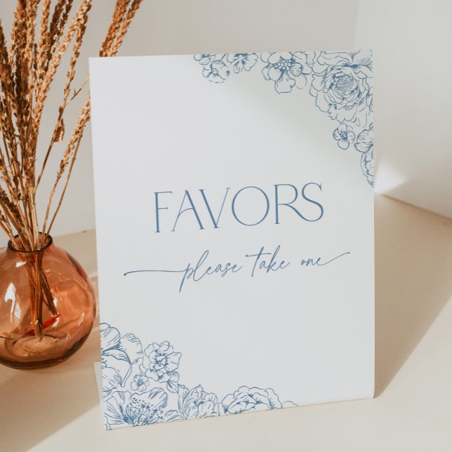 Signe De Table Une élégante Fête des mariées de Chinoiserie Bleue (Blue floral chinoiserie favors, please take one sign)