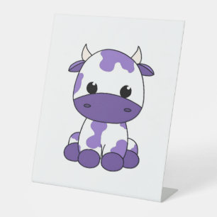 Signe De Table Vache pourpre T-shirt surdimensionné_1