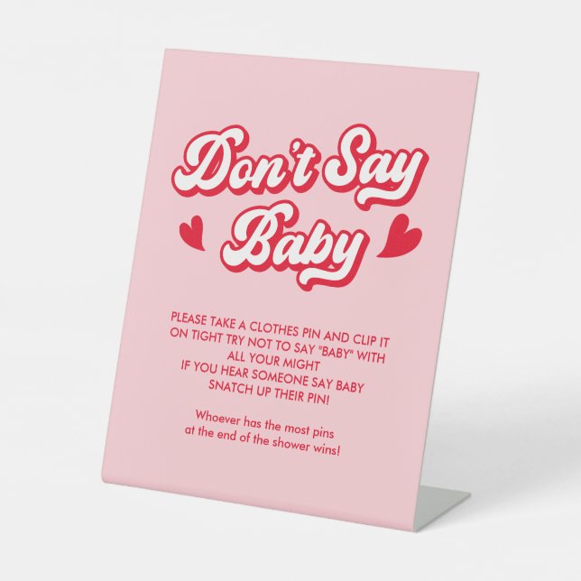 Signe De Table Valentine Baby Shower Don't Say Baby Game (Recto)