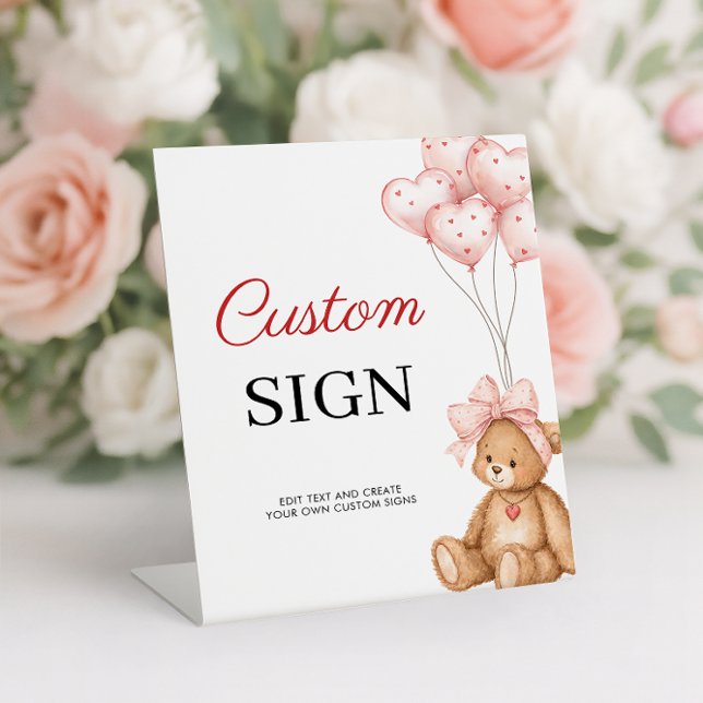 Signe De Table Valentine Baby Shower Pedestal Custom (Valentine Baby Shower Pedestal Custom Pedestal Sign)