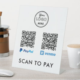 Signe De Table Venmo Paypal QR Code Scan to Pay Logo Blanc