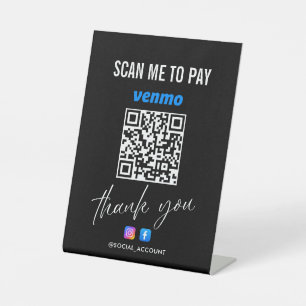 SIGNE DE TABLE VENMO QR CODE ANALYSE POUR PAYER MERCI NOIR