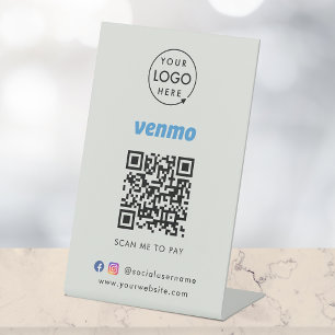 Signe De Table Venmo QR Code Payment   Scan to Pay Business Gray