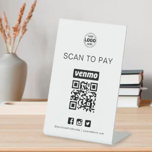 Signe De Table Venmo QR Code Signal Scan pour payer les affaires