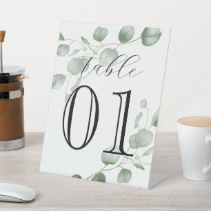 Signe De Table Verdure, Eucalyptus, Numéro Sur Mesure, Mariage, C