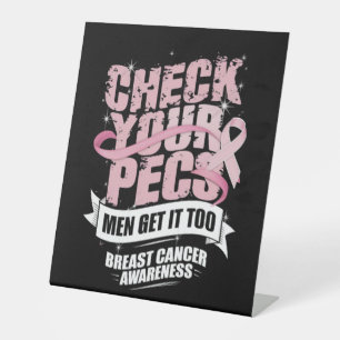 Signe De Table Vérifiez votre Pecs Hommes Sensibilisation au canc