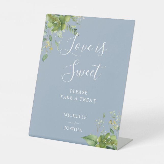 Signe De Table Vert Dusty Blue L'Amour Est Doux Faveurs (Recto)