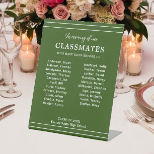Signe De Table Vert En Mémoire Des Classmates Noms Classe Réunion