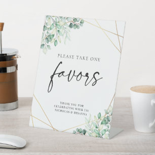 Signe De Table Vert Eucalyptus Géométrique Mariage Faveurs