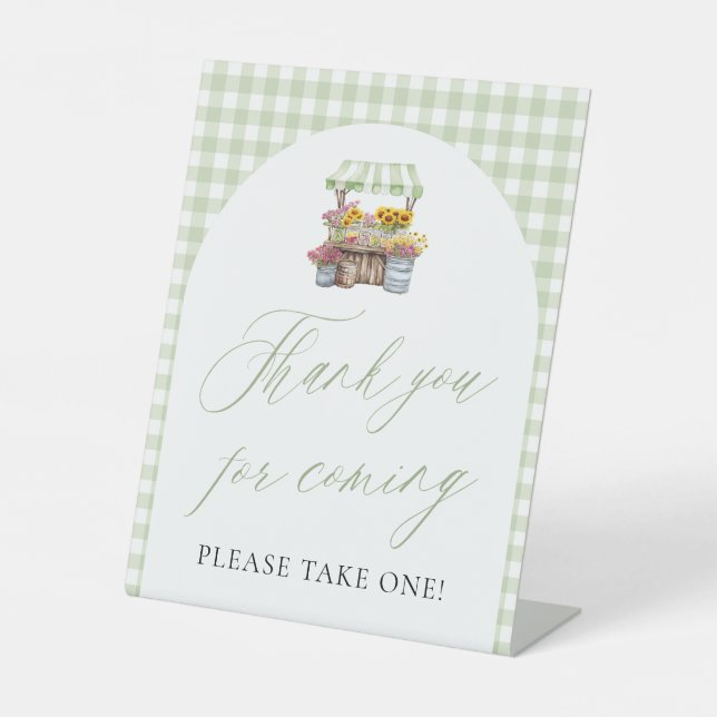 Signe De Table Vert Frais du Marché Merci d'être venu (Recto)