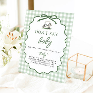 Signe De Table Vert Sauge Gingham Golf Ne Dis Pas Bébé Bébé Showe
