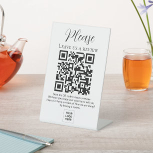 Signe De Table Veuillez nous laisser un avis Code QR Code Pedesta