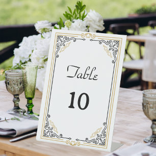 Signe De Table Vintage Art Noir Mariage Numéro de table