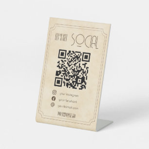 Signe De Table Vintage brosse QR code entreprise me scanner média