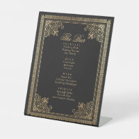 Vintage Gothique Gold Victorian Mariage Bar Menu