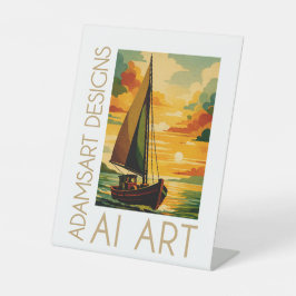 Signe De Table Vintage Sunset Sailboat Art Deco