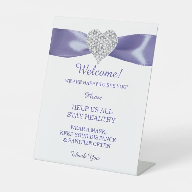 Signe De Table Violet Bleu Diamant Coeur Sécurité des Mariages (Recto)