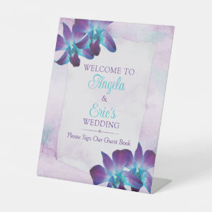 Signe De Table Violet Turquoise Bleu Dendrobium Mariage orchidée