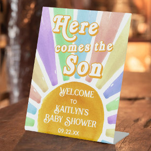 Signe De Table Voici Le Baby shower Son Retro Boys Bienvenue