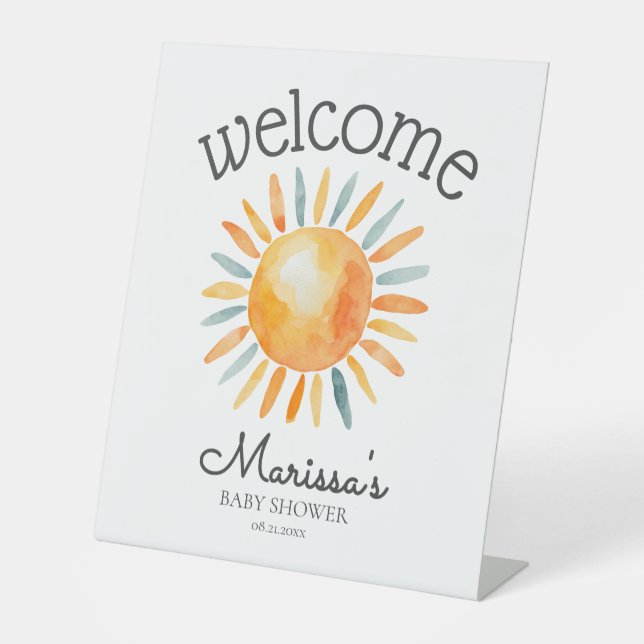 Signe De Table Voici le Fils Baby Boy Shower Bienvenue (Recto)