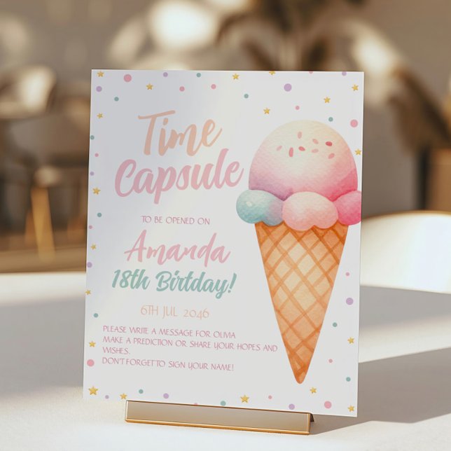 Signe De Table Voici The Scoop Ice Cream Birthday Time Capsule (Créateur téléchargé)