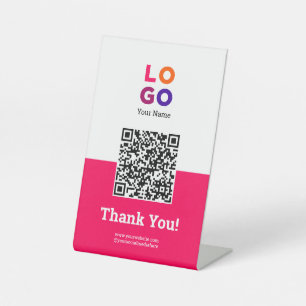Signe De Table Votre logo d'entreprise Simple Magenta Qr Code