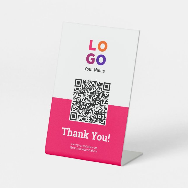 Signe De Table Votre logo d'entreprise Simple Magenta Qr Code (Recto)