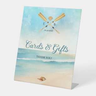 Signe De Table Watercolor Beach Oars Cartes de mariage et cadeaux