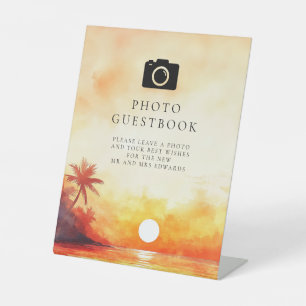 Signe De Table Watercolor Beach Sunset Photo Mariage du livre d'o