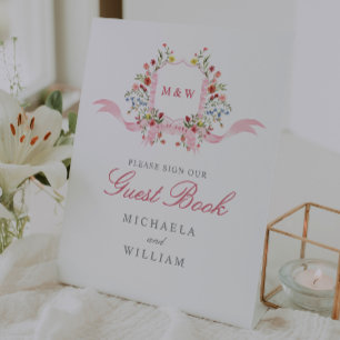 Signe De Table Watercolor Flowers Regency Mariage livre d'hôtes