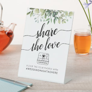 Signe De Table Watercolor Greenery Partagez le Hashtag Mariage Lo