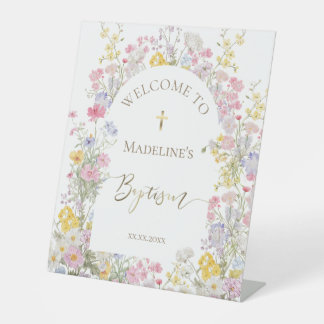 Signe De Table  watercolor meadow flowers Baptism welcome