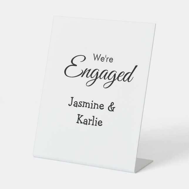 Signe De Table We are engaged couple name romantic stylish simple (Recto)
