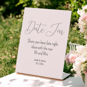 Signe De Table Wedding shower Jar de date rose vierge