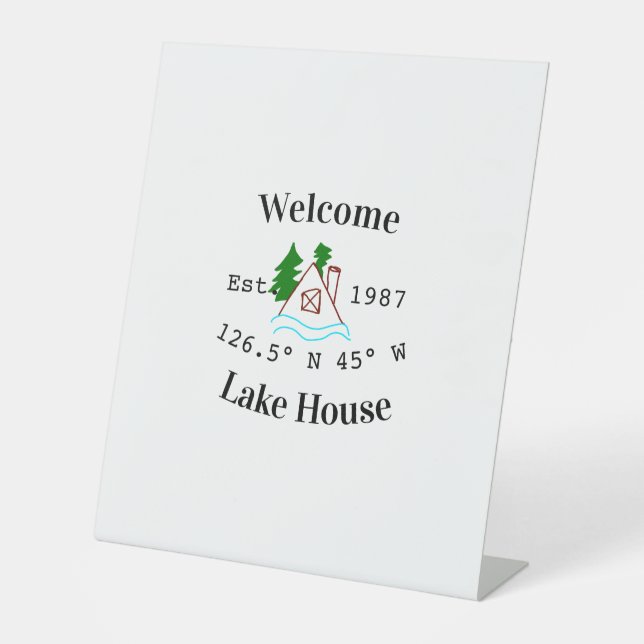 Signe De Table Welcome lake house corrdinated est. Year mountain  (Recto)