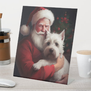 Signe De Table West Highland White Terrier Santa Claus Noël