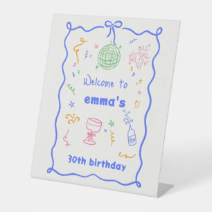 Signe De Table Whimsical Disco couleur d'anniversaire