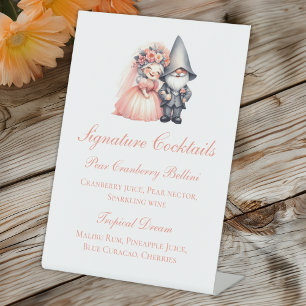 Signe De Table Whimsical Gnome Rustic Mariage Signature Cocktails