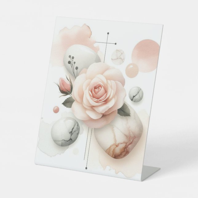 Signe De Table Whisper d'un Rose - Une élégance d'aquarelle rêvée (Recto)