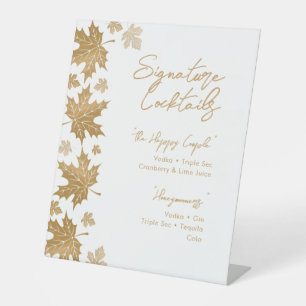 Signe De Table White Gold Fall Leaves Signature Cocktail Menu