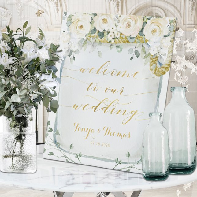 Signe De Table White Peony Green Sea Glass Jar Bienvenue Au Maria (Créateur téléchargé)