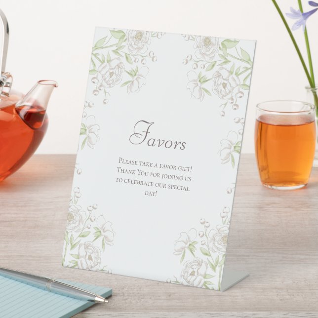 Signe De Table White Rose Classic Wedding Favors Sign (In SItu)
