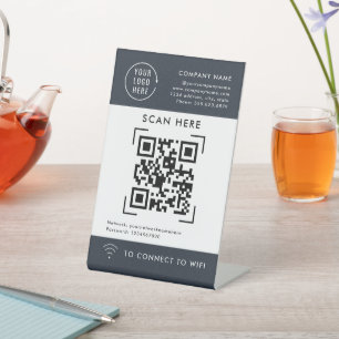 Signe De Table Wi-Fi d'analyse de code QR   Logo professionnel sa